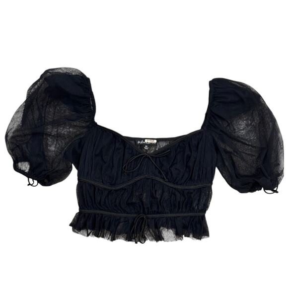 For Love & Lemons Sunshine Crop Top in Black - Picture 5 of 7
